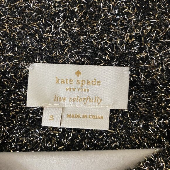 Kate Spade Sweater Womens S Crop Sparkly Glitter Mock Neck Holiday Top - Picture 2 of 12